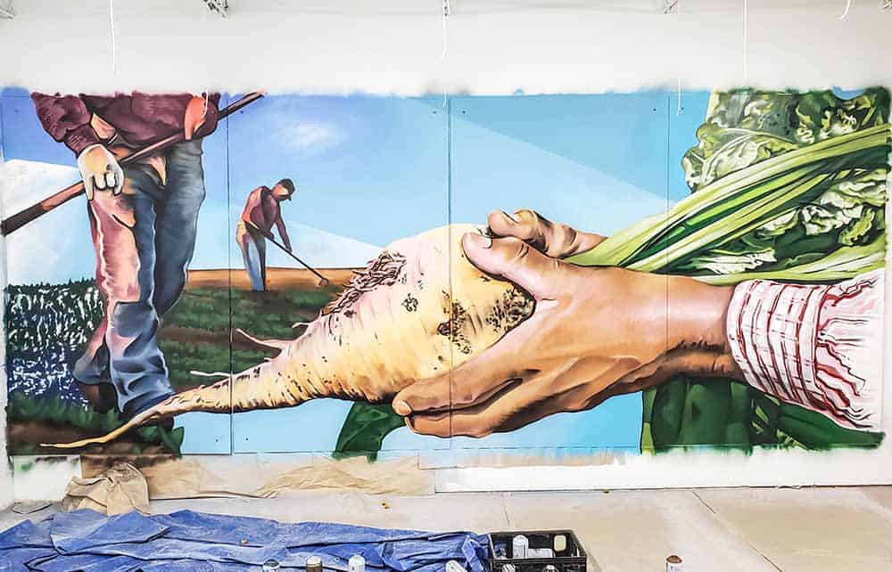 Colors of Greeley mural by Bimmer Torres at his art studio